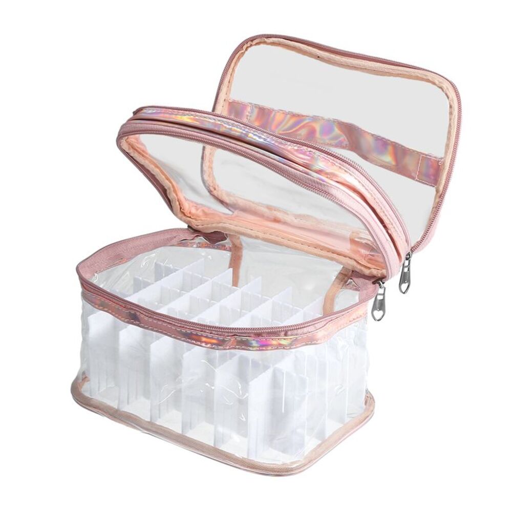 Nail Polish Bag Holds 35 Bottles for Manicure Accessories Pink
